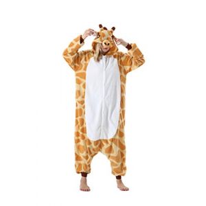 DarkCom Unisexe Adulte Cosplay Girafe Animal Onesie Kigurumi Costume Une pièce Pyjama vêtements de Nuit Combinaison M (DarkCom-fr, neuf)