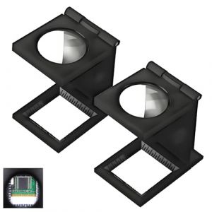 2PCS Loupe De Table Compte-Fils, Mini Loupe Grossissante en Métal avec Échelle, Bijoutier Portable et Pliable Idéale pour Couture, Horlogerie, Artisanat de Précision et Réparations (JuShangBaoseller, neuf)