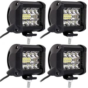 4 PCS Phare de Travail LED 200W 6000K Projecteur LED Voiture 12V Etanche IP68 Projecteur Spot Flood Phare de Travail pour Voiture Camion SUV Tracteur ATV Moto Bateau (4pcs) (Sixmandr dady, neuf)