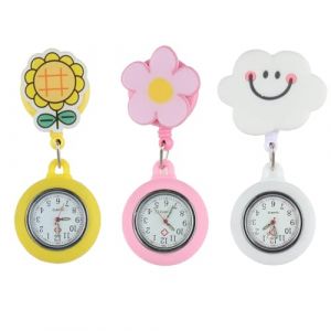 3 Pi&egrave;ces Montre Infirmiere, Montre &agrave; Gousset d'infirmi&egrave;re, montre de Broche &Eacute;volutif, Infirmi&egrave;re m ontre de Broche avec Cadran en Silicone Amovible, Aiguilles Lumineuses, pour M&eacute;decins, infirmi&egrave;res (ZhangQuanXi, neuf)