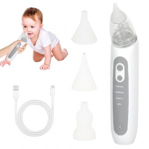SGZIOO Mouche Bebe Electrique, Aspirateur Nasal Bebe Electrique avec 3 Puissances d'Aspiration, 3 Silicone Doux, Musique, Rechargeable Mouche pour Tout-Petits, Nourrissons, Blanc (jun an shang mao, neuf)