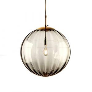 LANMOU Lampe à Suspension en Verre Boule, Lampe Suspension Table Salle à Manger Réglable, Suspensions Luminaire en Verre Industrielle Vintage Lustre Chambre Salon, E27, Ø20cm, Gris (LANMOU HOME, neuf)