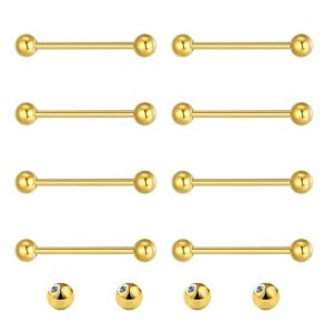 Gojewen 12 pi&egrave;ces piercing langue mamelon acier chirurgical or piercing langue mamelon 16mm (Gojewen Jewelry, neuf)