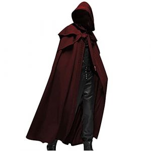 Wyongtao Cape pour Halloween Homme,Cape &Agrave; Capuche Style Gothique M&eacute;di&eacute;vale Manteau pour Halloween Manteau Cape Couleur Unie Grande Taille,Deguisement Carnaval (Wyongtao❖, neuf)