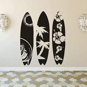 UYEDSR Stickers Muraux Grand Ensemble de 3 Planche de Surf Autocollant Mural Chambre Salon été Plage Planche de Surf Sport Sticker Mural Enfants Chambre Vinyle Mural 30x120cm (xiaolelejiangjiang, neuf)