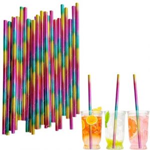 100 pièces Pailles Carton Jetables Biodégradable Recyclable,Mélange Arc-en-ciel Pailles en Papier Kraft de Écologique pour Cocktail Jus Café Smoothie,pour Anniversaire, Mariage, Noël,Douche de Bébé (TZY Official store, neuf)