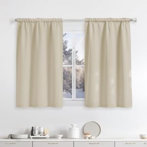 Runy&eacute;la Rideau Occultant Thermiques Isolant 90x120(LxH) Lot de 2 avec Galon Fronceur Anti Froid et Chaleur, Rideaux Opaque Anti UV D&eacute;coration Int&eacute;rieure Chambre Salon Beige Clair (Runi-EU, neuf)