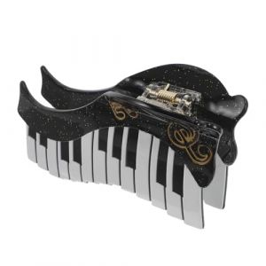 Gogogmee Pince &agrave; Cheveux Musicale en Ac&eacute;tate L&eacute;g&egrave;re Antid&eacute;rapante Motif Piano Ondul&eacute; Couleur &Eacute;caille de Tortue Accessoire Cheveux Original pour Concerts, F&ecirc;tes et Coiffures Quotidiennes (Xiaanmall, neuf)