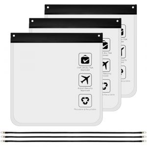 3 Pcs Trousse de Toilette Transparente Femme Homme 20x20cm, Kit de Voyage Avion Cabine Voyage Avion Sac &agrave; Liquide 1L D'a&eacute;roport Approuv&eacute;s par Les Compagnies A&eacute;riennes (IHIGOGOFA, neuf)