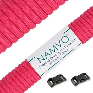 Namvo 550 Paracord Mil Spec Type III Cordon de Parachute à 7 brins Longueur Totale 100 Pieds / 30 mètres, Rosé Rouge (BUYBOXSTAR, neuf)