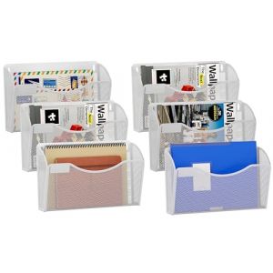 EasyPAG 6 Pochette Paysage Métal Porte Revue Mural Porte Document Suspendu A4 Organisateur de Bureau à Suspendre Banette de Rangement Corbeille a Courrier Murale avec Plaque d'étiquettes,Blanc (EasyPAG-EU, neuf)
