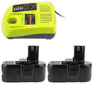 LabTEC RB18L50 Batterie de Remplacement pour Ryobi 18V 5Ah - 2 Packs avec Chargeur Double Port USB pour P117 12V-18V One Plus Series, P107 P108 RB18L15 RB18L40 (TENHUI INTERNATIONAL, neuf)