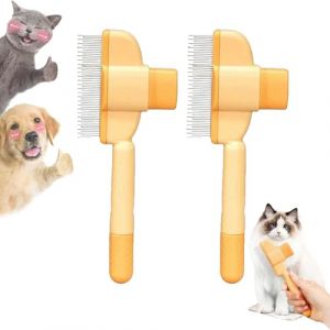 Brosse pour chats, peigne pour chat, brosse de toilettage autonettoyante pour animaux domestiques, peigne de toilettage pour chat pour massage et nettoyage des poils morts (2jaune) (DaDaShop, neuf)