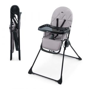 Kinderkraft BINCI chaise haute, légère et pliable, 5 kg, avec plateau, repose-pieds et harnais 5 points, idéale pour petits espaces et voyages, Gris (kk Kinderkraft, neuf)