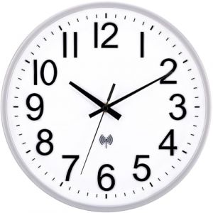 VIVILINEN Horloge Murale Radio Pilot&eacute;e Silencieuse 30cm sans tic-tac Pendule Murale Digitale St&eacute;r&eacute;o pour Chambre Cuisine Salon Changement d'heure Automatique (Argent + en Relief, 30cm) (Adonauss, neuf)