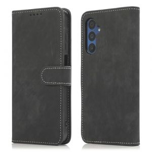 MIKULLE Coque pour Samsung Galaxy A15 4G / 5G 6.5 Pouces,Housse en Cuir Premium PU Pochette de Flip Portefeuille Case Magn&eacute;tique Antichoc Protection Etui &agrave; Rabat - Noir (EU-MIKULLE, neuf)