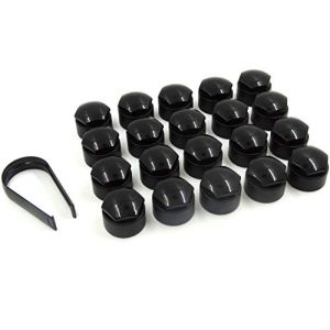 Partsdealers® Cache-écrous Ronds Fait pour Audi A1 A3 A4 A5 A6 A7 A8 TT Q3 Q5 Q7 17 mm (Noir Brillant) (Partsdealers, neuf)