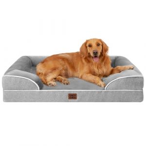EHEYCIGA Panier Chien Grande Taille XXL Orthopedique, Memoire de Forme Lit pour Chien Dehoussable Lavable, Canapé Chiens Imperméable, Gris (EHEYCIGA EU, neuf)