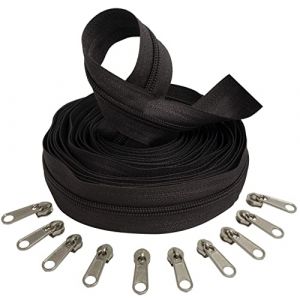 AERZETIX - C62672x5-C62791x10 - Kit de Fermeture &eacute;clair &agrave; glissi&egrave;re Spirale 5m N&deg;5 Couleur: Marron fonc&eacute; + 10 curseurs Couleur Argent sans verrou - en Nylon/m&eacute;tal - mercerie (Tuning, neuf)