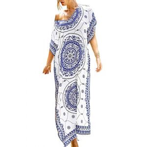 L-Peach Femme Kaftan Longue Robe de Plage Tunique Sarong Par&eacute;o pour Maillot de Bain Cover ups (Little-Peach, neuf)