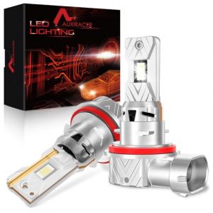 AUXIRACER H11 LED, Ampoule H11/H9/H8 LED,1:1 Mini Size Led H11,Ampoules De Phare Voiture Et Moto, Kit D'ampoules 12v, Plug and Play, 30000LM, 100W 600% 6500K, 2pcs (SLINN LIGHT, neuf)
