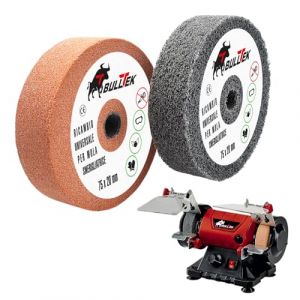 Lot de 2 roues de rechange pour meuleuse de banc 7,5 cm – meule abrasive en carbure de silicium grain 120 + meule de polissage en fibre de nylon pour métal céramique bois (Powersell ITA, neuf)