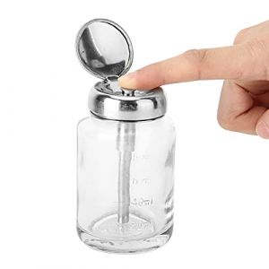 Pompe à Dissolvant pour Vernis à Ongles, 80 Ml en Verre Professionnel Press Down Pompe Distributeur One-Touch Rechargeable Nail Art Remover Dissolvant pour Alcool, Acétone, Toner (Guoenir, neuf)