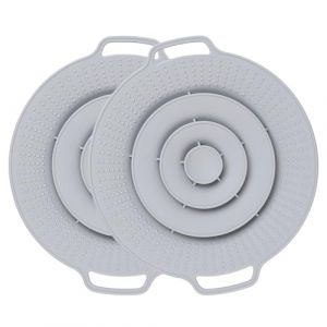Couvercle anti-débordement en silicone, Couvercle en silicone anti-déversement pour trop-plein - Haute température - Anti-ébullition - Pour poêles, casseroles, cuisine bouillante (Gris) (MIZUN-FR, neuf)