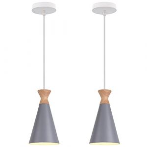 Lot de 2 Lustre E27 Lustre Suspension Éclairage Luminaire Suspension LED Plafonnier Scandinave Moderne Style Simple pour Restaurant Salle à manger Decoratif Salon Cuisine (Gris*2) (Hongho, neuf)