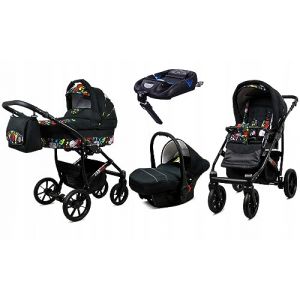BabyLux&reg; Enfant Poussette Combin&eacute;e Set 4 en 1 - Largo - incl. Nacelle, Canne, Si&egrave;ge de voiture, ISOFIX Base - Si&egrave;ge Auto - Landau B&eacute;b&eacute; - avec Sac &agrave; langer, Habillage pluie etc. (BabyLux-shop, neuf)