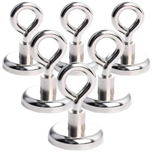 Aenienoe Aimant Puissant Neodyme Aimant de Peche Aimant Super Puissant Gros 32mm Aimant Avec Anneaux Facile &agrave; d&eacute;monter Magnet 6pcs (OCEUMAOA, neuf)