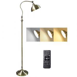 ACMHNC Lampadaire Salon, Lampe Salon Sur Pied Avec Abat-Jour Réglable, Style Industriel Rétro, avec Télécommande, 12W Dimmbar (3000/4500/6000K), Douille E27, Timer, Bronze (junquan trading, neuf)