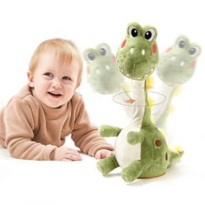 TUMAMA Kids Jouet Bebe, Dinosaure Qui Danse et répète, Peluche Musique Bebe Qui Parle, Jouets interactifs en Peluche, Jeux educatif 1 2 3 an, Cadeau bébé pour Garçons Filles (AoShuo, neuf)
