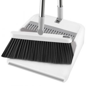 Mitclear Pelle et Balayette avec Long Manche, Balai Rotatif à 180°, Pelle à Poussière avec Lèvre en Alliage D'aluminium pour Le Jardin, Maison, Cuisine, Bureau et Hall (IKU, neuf)
