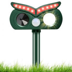 Répulsif Chat Ultrason, Répulsif Chat Exterieur, Répulsif pour Chats Solaire, répulsif à ultrasons savec Lumière LED Détecteur de Mouvement pour Anti Chats Chiens Souris Animaux de Jardin Imperméable (EU Chuenyuan, neuf)