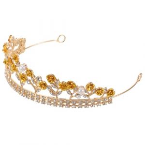 Homoyoyo Couronne de Mariage Rose Tiare Floral pour Femmes Bandeau Tiare Princesse Stable et R&eacute;sistant pour Mari&eacute;e F&ecirc;te Anniversaire Performance sur Sc&egrave;ne (Alda Jin, neuf)