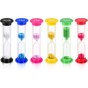 X6 Sablier Color&eacute;s &ndash; Minuteur Sablier pour Enfants et Adultes (30s / 1/2 / 3/5 / 10 Minutes), Sablier Cuisine, &Eacute;ducatif, Jeux, Bureau et Brossage des Dents (FreemanMarket, neuf)