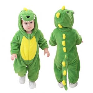 Doladola Combinaison de flanelle pour neutres bébé enfant animaux combinaison pyjama déguisement halloween bébé(3-6 Mois,Dinosaure vert) (Doladola-FR, neuf)