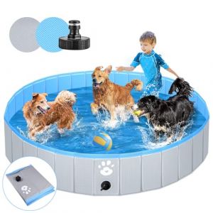 Pmgud Piscine pour Chien Piscine Pliable et Transportable pour Grands et Petits Chiens, Stable et Antidérapante, Diamètre 160 cm, Épaisseur 5 mm - Grise (IDEAL FUTURE TRADE LTD, neuf)