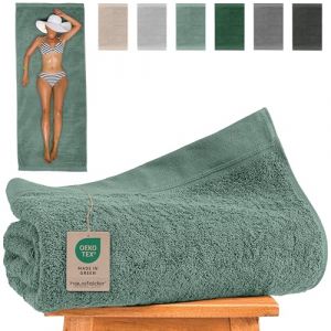 Hausfelder Serviette de Sauna XXL Premium 80 x 200 cm - Grand Format 500g/m&sup2; pour Femmes et Hommes, 100% Coton, Certifi&eacute;e &Ouml;kotex (Vert Clair) (BR-Trading, neuf)
