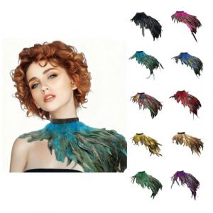 Generisch Costume de paon pour femme - Bleu - Cape en plumes - Costume gothique paon - Col ch&acirc;le - Costume de carnaval - Costume de sc&egrave;ne pour femme - Cape en plumes - Col n&oelig;ud papillon - Cape pour (123XLSiion, neuf)