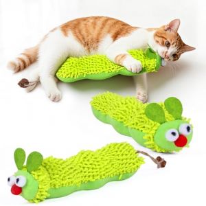 OSDUE Jouet Interactif &agrave; l'herbe &agrave; Chat, 2 Pcs Chenille Coussin en Peluche Doux Peluches d'herbe &agrave; Chat Boule Jouets Interactif Jouets Interieur pour Griffer M&acirc;cher Soins Dentaires (PLUM-MARKETING, neuf)