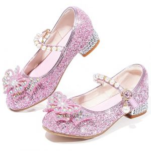 VTASQ Chaussure Princesse Fille Talon avec Paillettes Chaussures Reine Chaussures de Danse Enfant Déguisement Cosplay Chaussure Mariage Noël Anniversaire Cérémonie Fête Rose EU28 (Zzy-nuying, neuf)