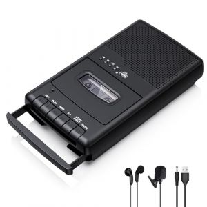 Lecteur Cassette Portable,Enregistreur de Cassettes,Convertisseur Num&eacute;rique de Cassettes vers Disque Flash USB, Haut-Parleur Int&eacute;gr&eacute;, Poign&eacute;e R&eacute;tractable (TECH COVER SRL, neuf)