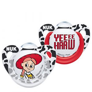 NUK Lot de 2 tétines Disney pour bébé - 0-6 mois - Sucette en silicone sans BPA - Jessie & YeeeHaaw (Toy Story) (weschoen, neuf)
