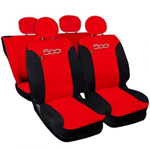 Auto Accessori Lupex Housses de siège Auto compatibles avec Cinquecento 500, Made in Italy, Tissu Polyester (Rouge - Noir modèle 2) (LUPEX SHOP, neuf)
