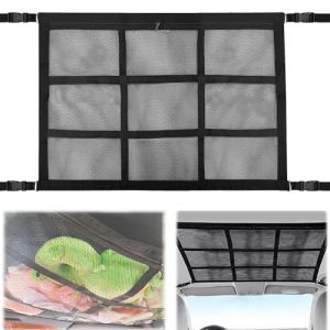Filet de Rangement pour Toit Voiture, 80x52CM F-ilet de Rangement pour T-oit de V-oiture, Filet &agrave; Bagages pour Toi-t de Voiture, Fil-et de Bagage to-it de Voit-ure R&eacute;glable, pour SUV, Van, Jeep (LAKISS, neuf)
