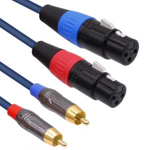 YARCHONN C&acirc;ble audio double XLR vers RCA 2 XLR femelle vers 2 RCA m&acirc;les HiFi Phono st&eacute;r&eacute;o Interconnect C&acirc;ble adaptateur pour amplificateur de microphone, mixeur 2 m (Apro Yarchonn, neuf)