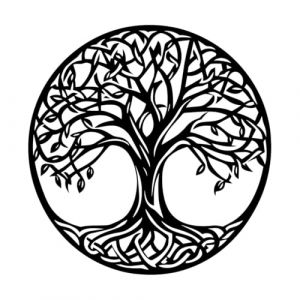 arbre de vie celtique clipart silhouette d'arbre celtique un bouleau de Duhallow arbre celtique Stickers grav&eacute;s 42x43.2cm Stickers pour vitres Noir (ERGOU STICKERS, neuf)