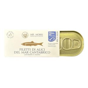 Mr. Moris&reg; | Filets d'anchois de la mer Cantabrique &agrave; l'huile d'olive | Fait &agrave; la main | Kosher | Certifi&eacute; MSC issu de la p&ecirc;che durable | Au cas o&ugrave; | 1 Paquet 50g (Mr Moris, neuf)